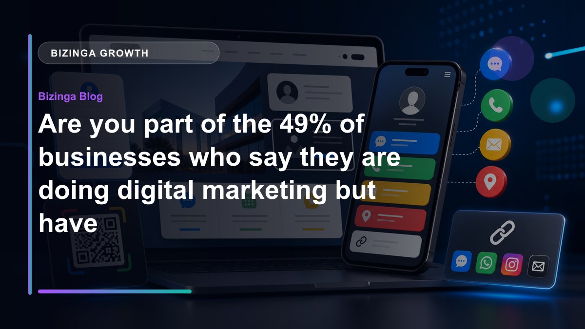 Are you part of the 49% of businesses who say they are doing digital marketing but have no defin - Bizinga blog article image