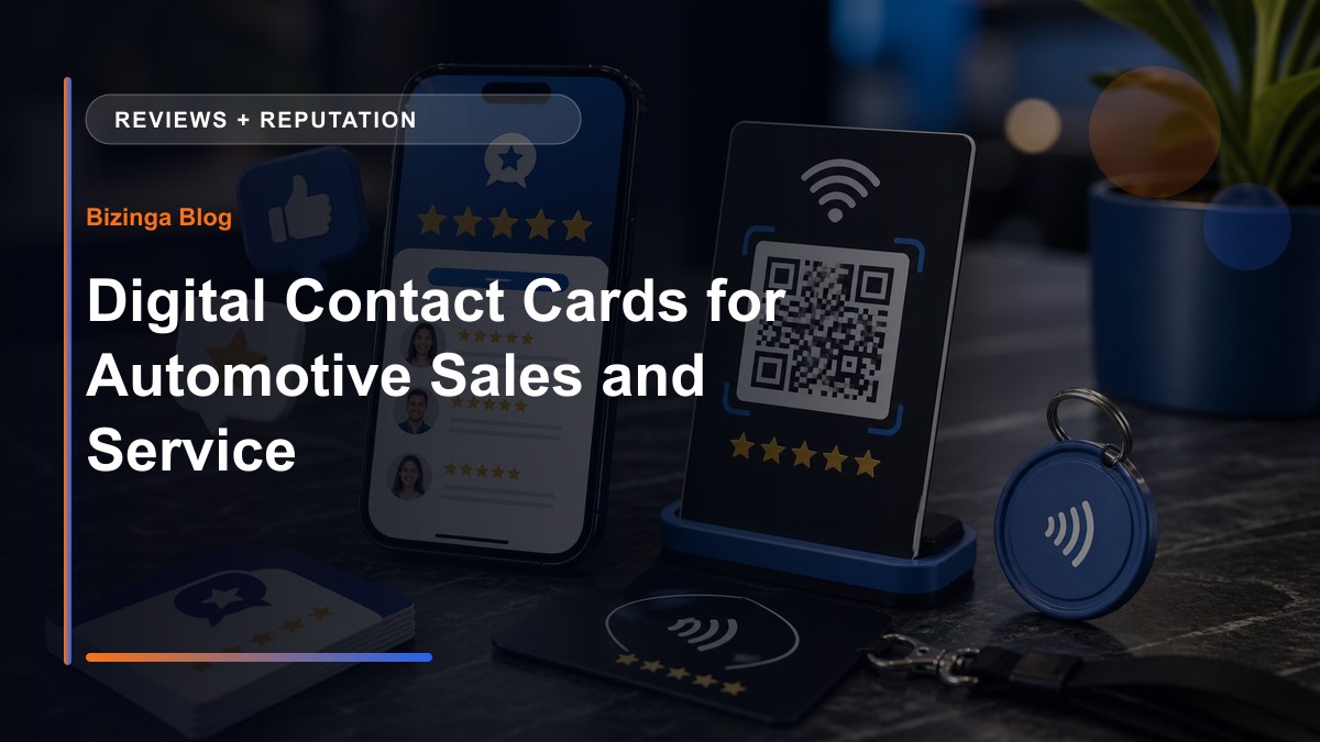 Digital Contact Cards for Automotive Sales and Service - Bizinga blog article image