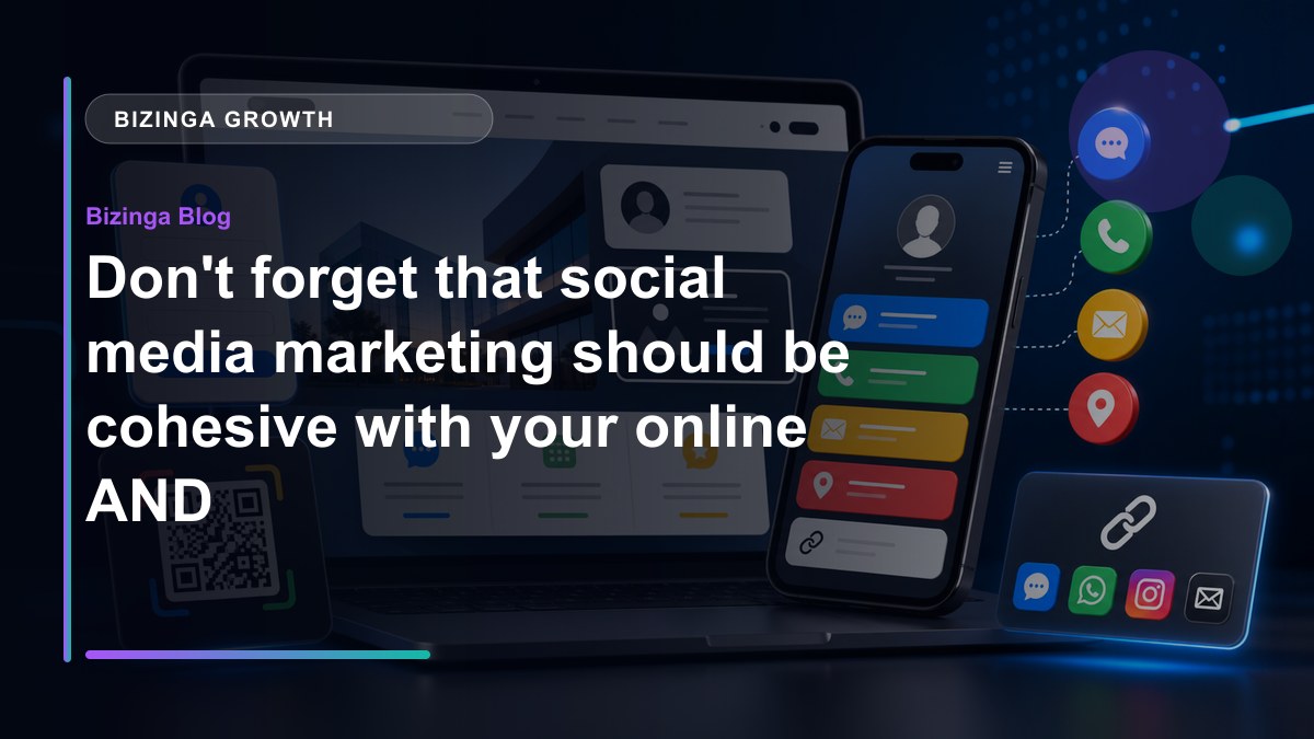 Don't forget that social media marketing should be cohesive with your online AND offline marketing e - Bizinga blog article image