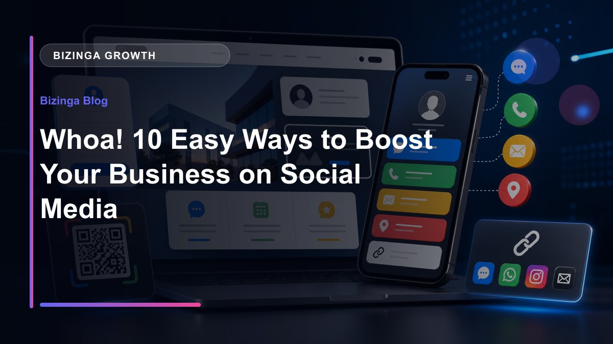 Whoa! 10 Easy Ways to Boost Your Business on Social Media - Bizinga blog article image