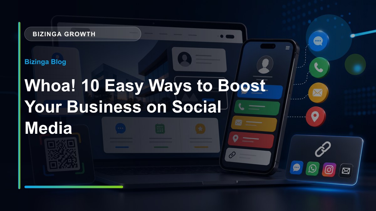 Whoa! 10 Easy Ways to Boost Your Business on Social Media - Bizinga blog article image