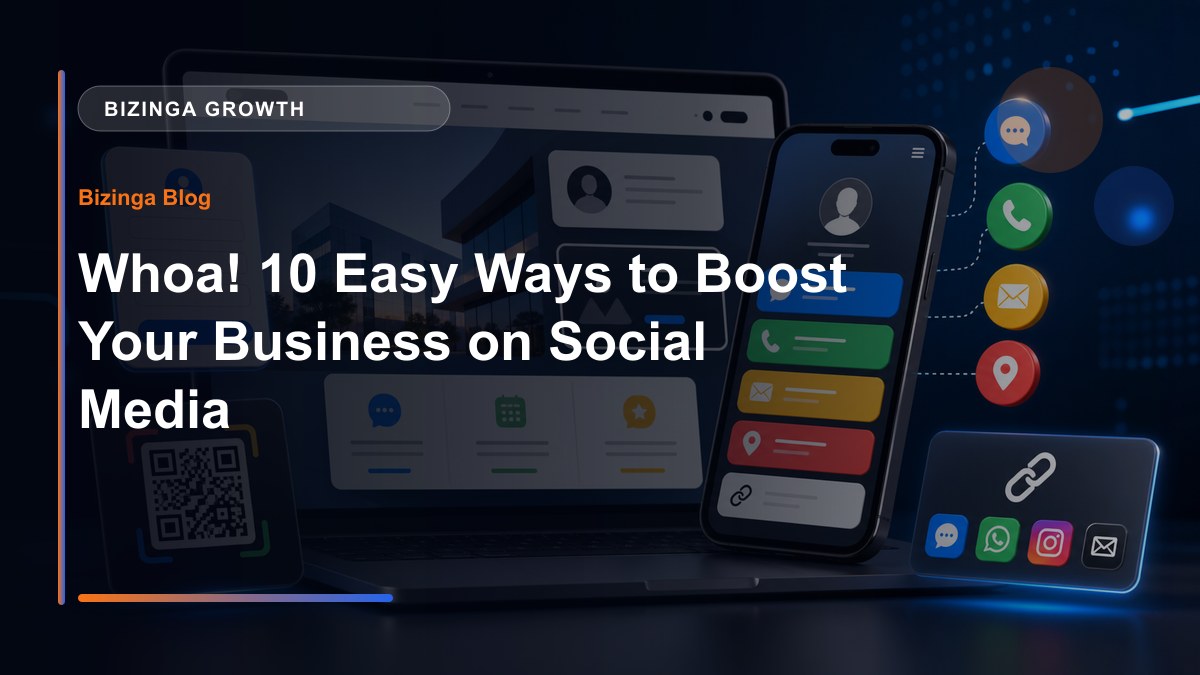 Whoa! 10 Easy Ways to Boost Your Business on Social Media - Bizinga blog article image