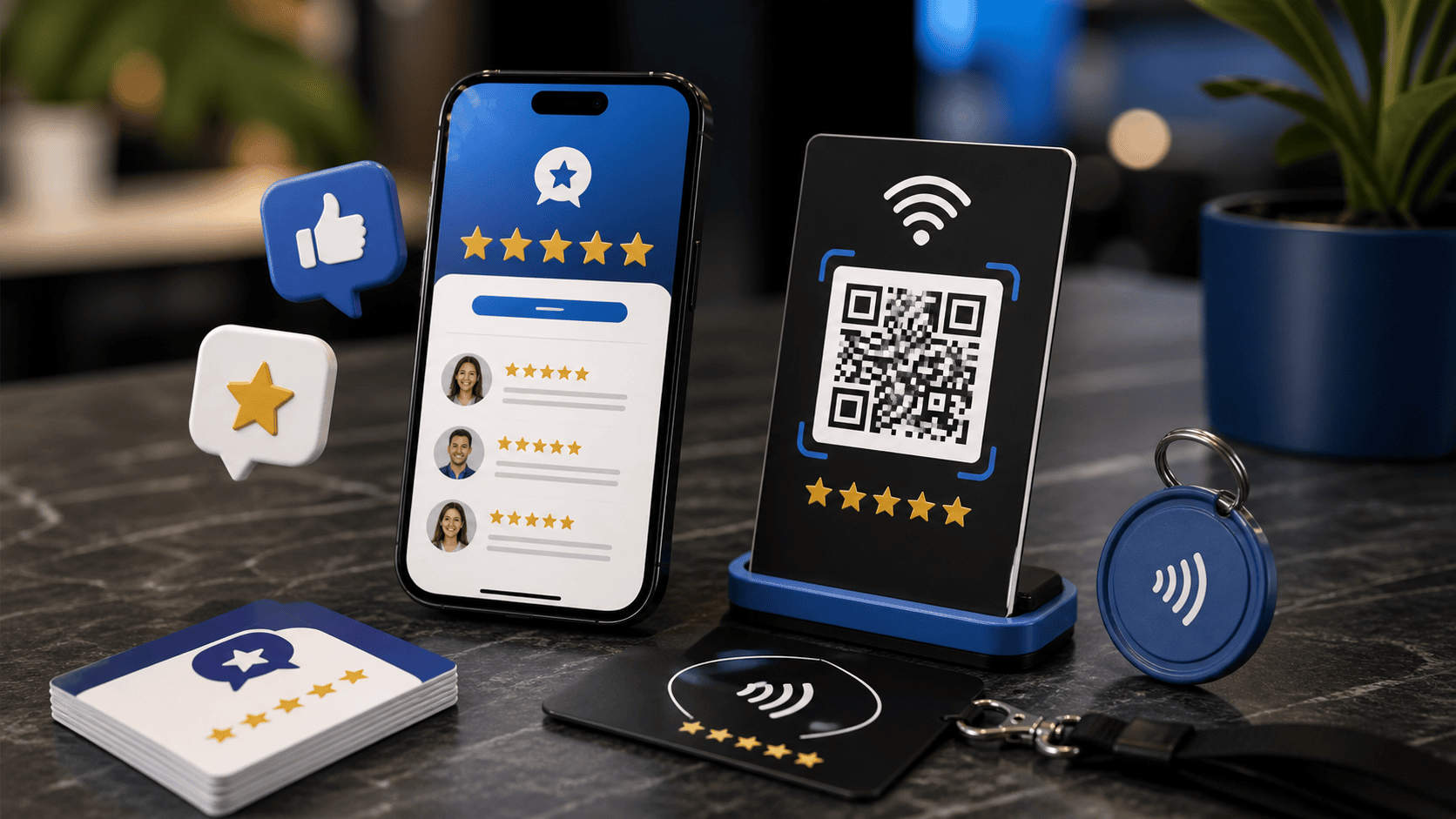 Choose NFC Cards, Stands, and Plates by the Customer Handoff Bizinga blog article image